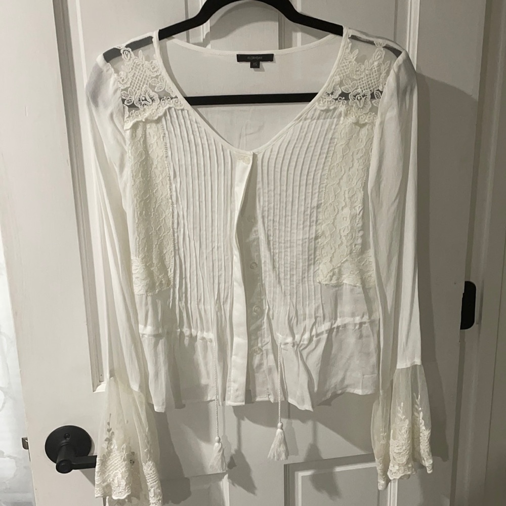 floryday white button up blouse